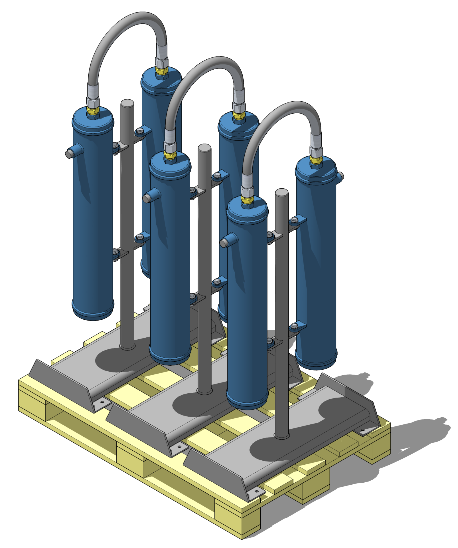 3D модель размещения фильтрационных модулей ФМ-300/10 на поддоне (паллете)
