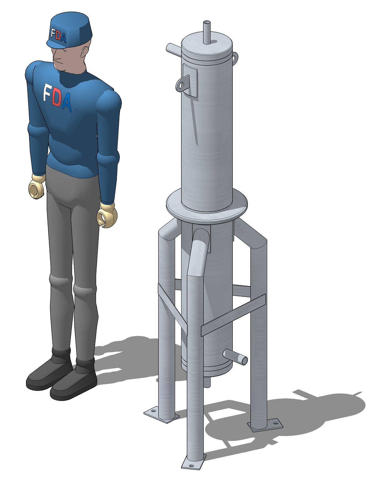 3D модель устройства для охлаждения газов с человеком