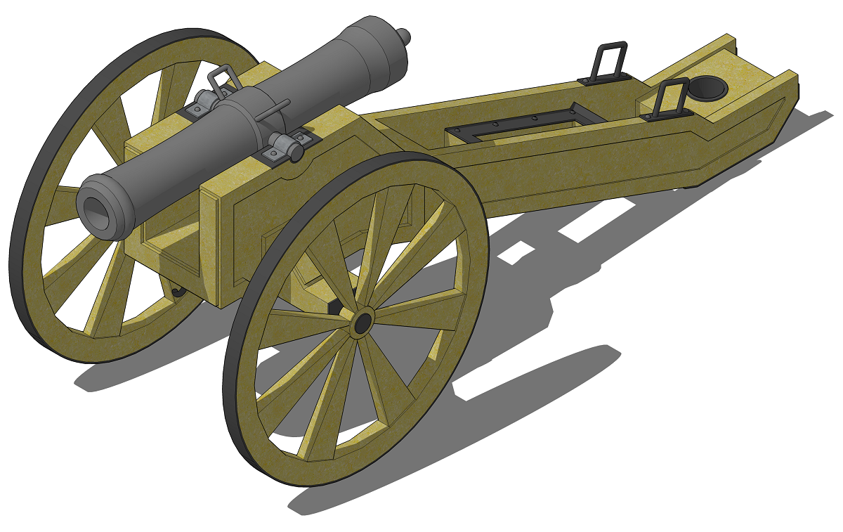 3D модель и 3D визуализация пушки 19-го века