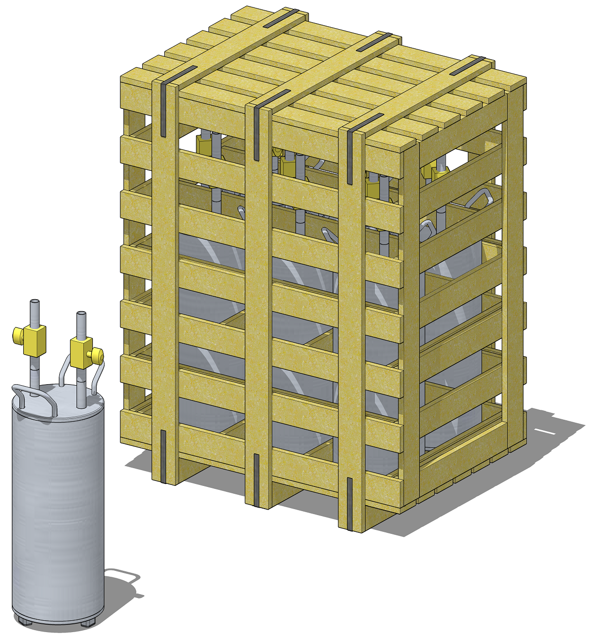 3D модель деревянного ящика для цилиндров