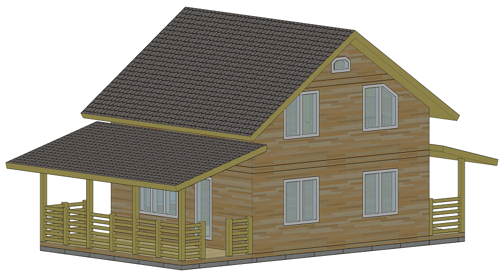 Дом каркасный деревянный с мансардой, с размерами