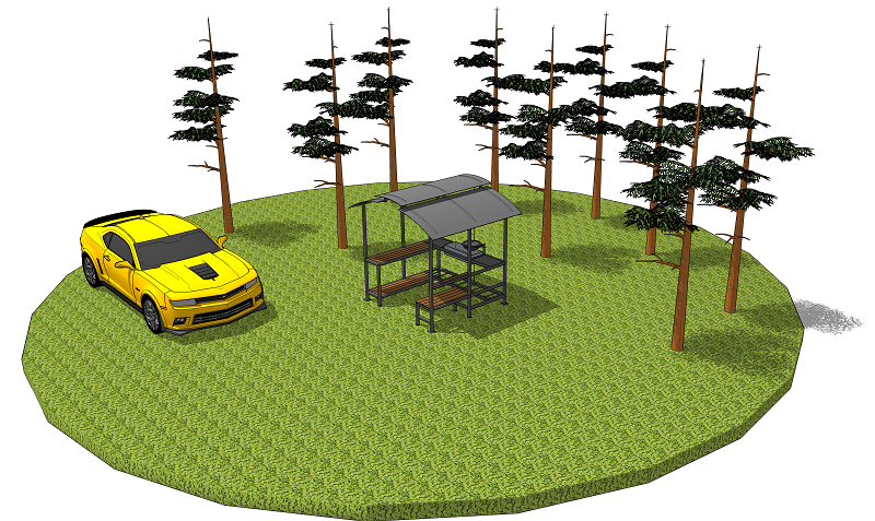 Иллюстрация мангального комплекса 3D иллюстрация металлического мангального комплекса