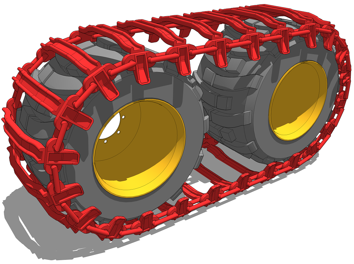 3D модель стальных гусениц для колесного харвестера