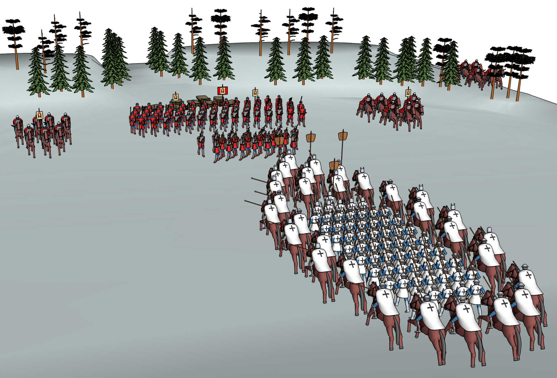 3D вид Ледового сражения Вид в 3D Ледового сражения 1242 года