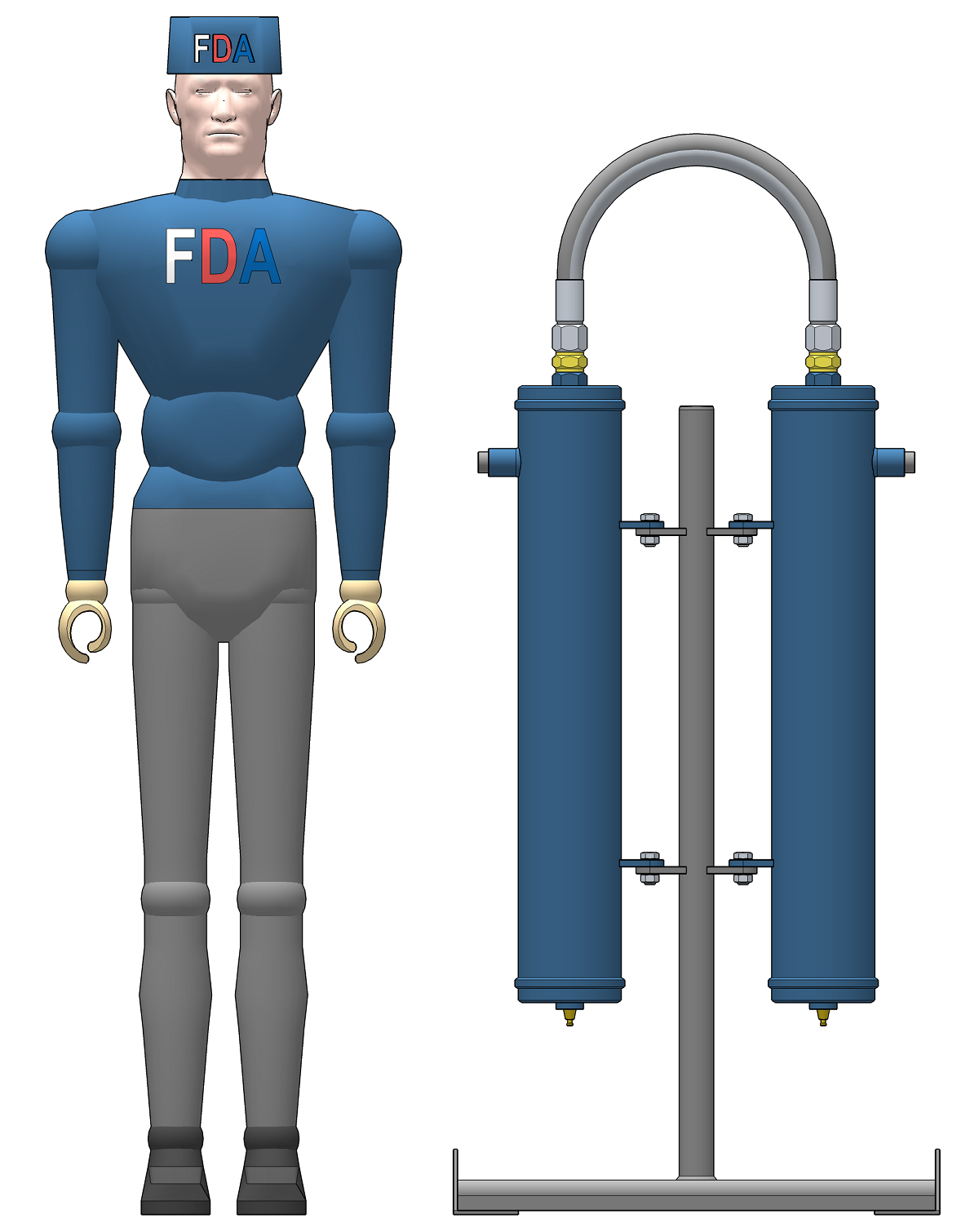 3D модель фильтра ФМ-300/10 и человека, изображение