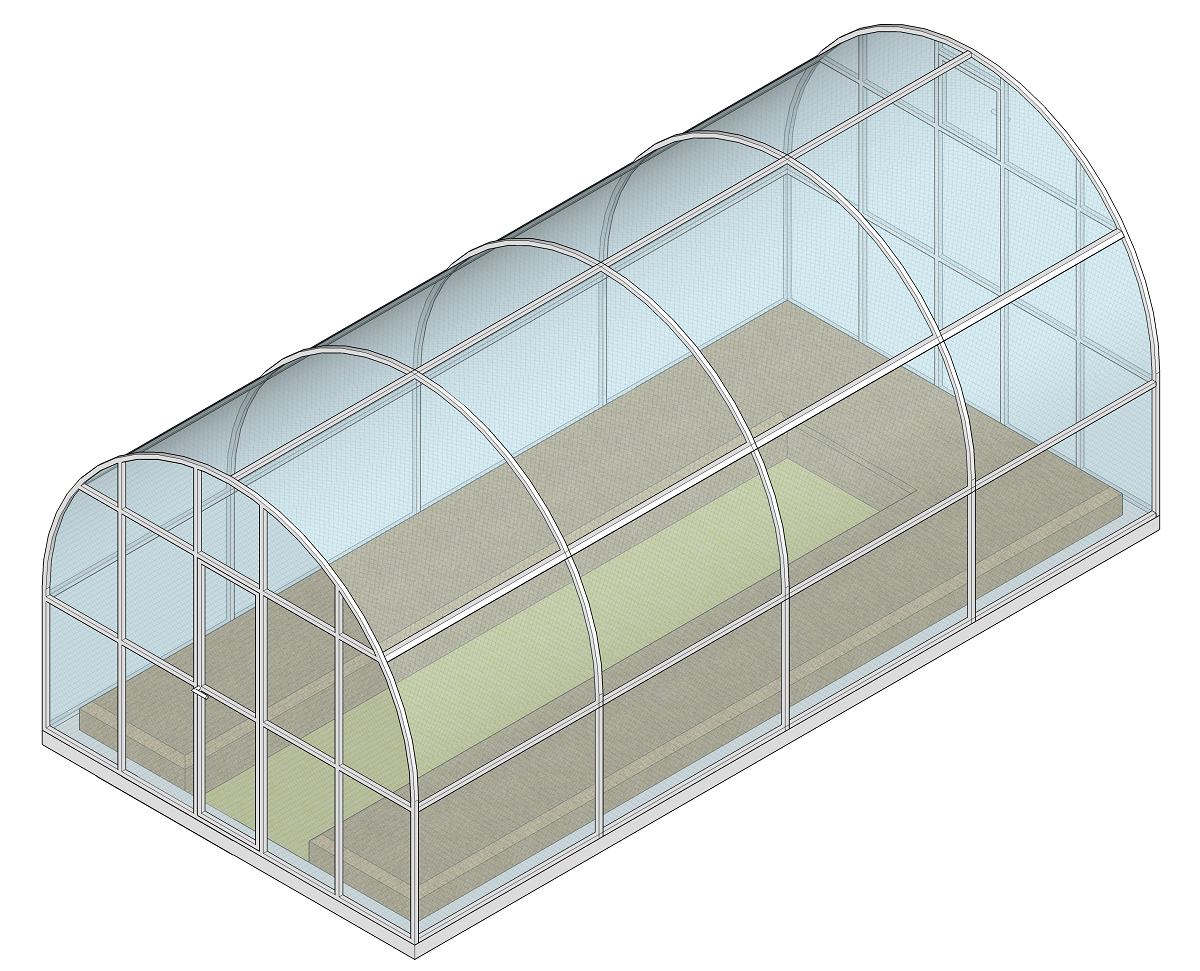 3D модель теплицы для садоводства 3х6х2,5 метра