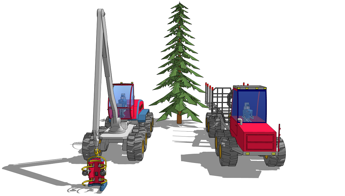 3D визуализация: скандинавский способ механизированной лесозаготовки