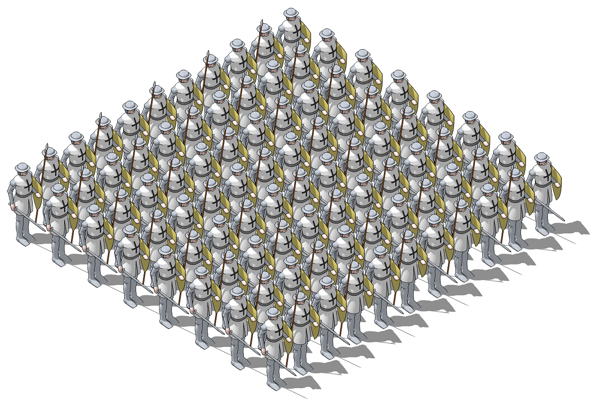 Ледовое побоище, построение кнехтов 3D модель построения кнехтов в Ледовом побоище