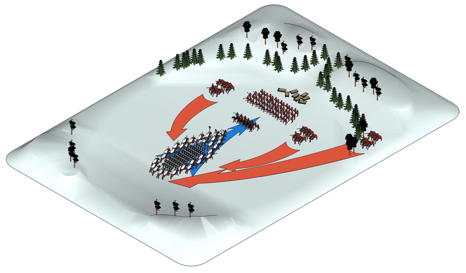Ледовое сражение на Чудском озере 1242 года 3D визуализация Ледового побоища 1242
