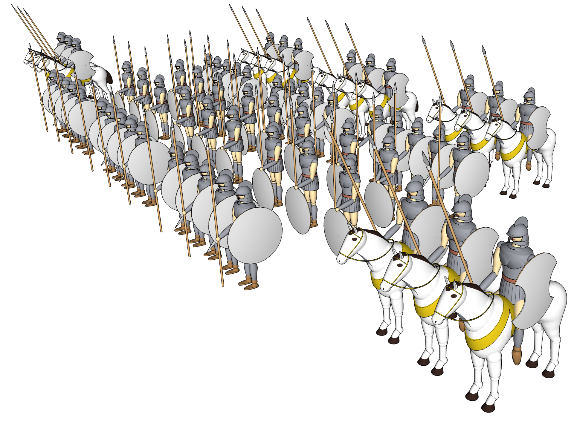 Древнегреческий отряд, 3D иллюстрация