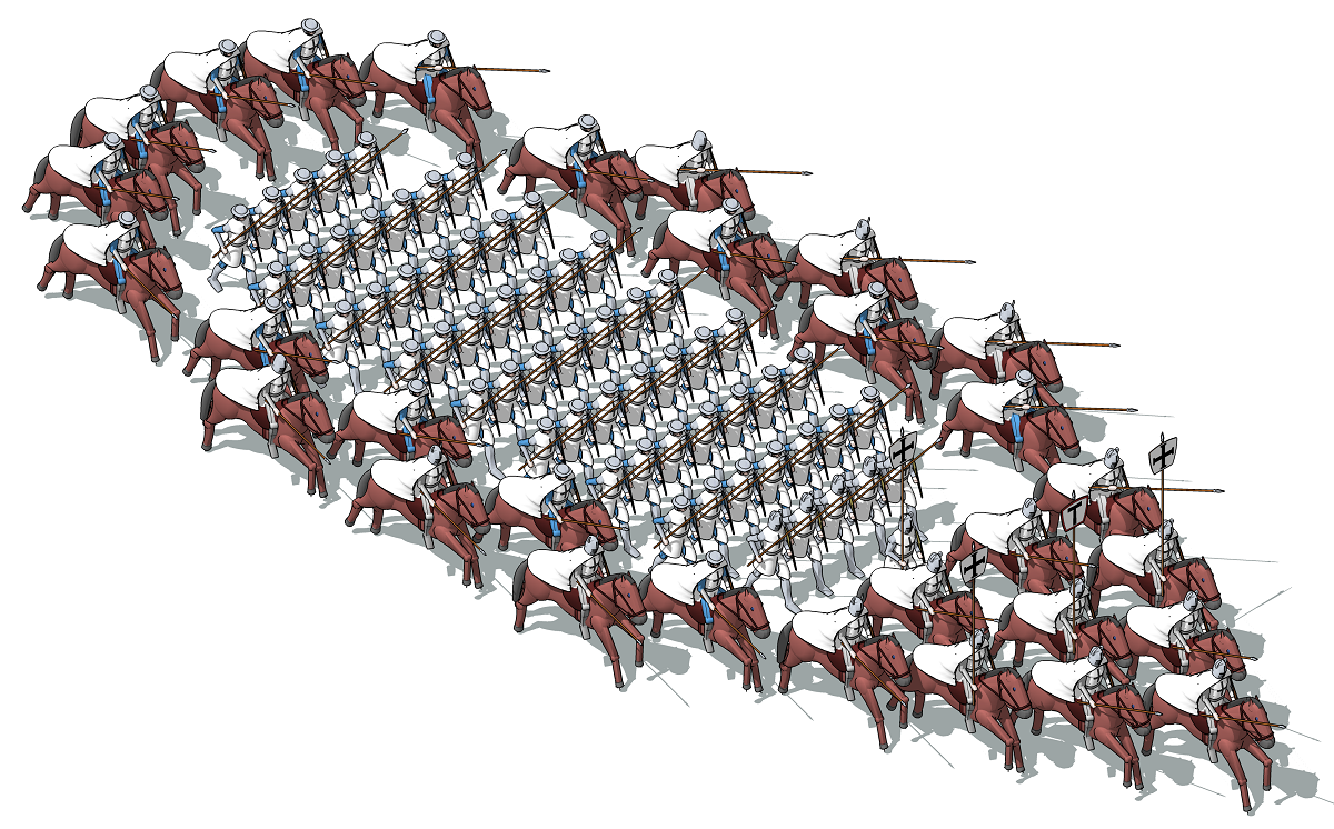 Построение клином рыцарей в Ледовом побоище 3D визуализация построение клином рыцарей в Ледовом побоище