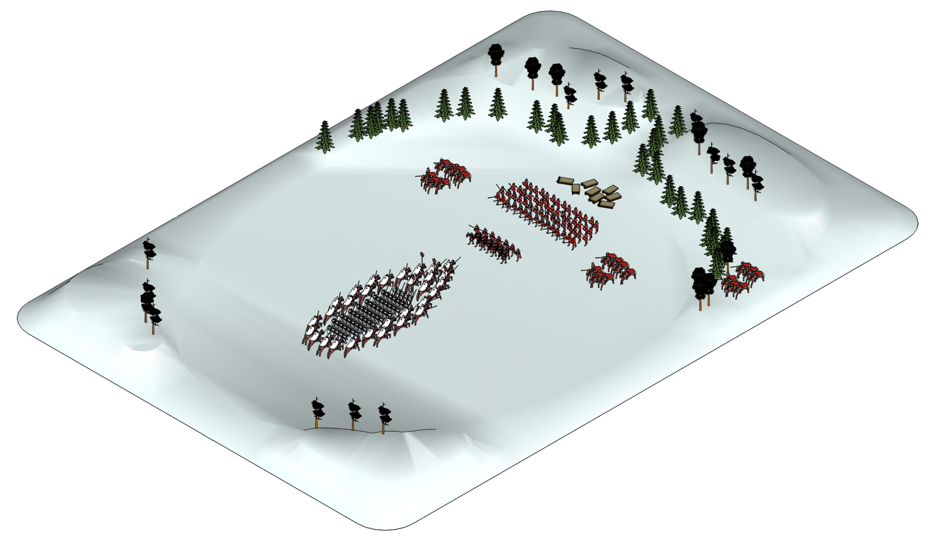 Панорамное изображение Ледового побоища 1242 года Панорама Ледового побоища