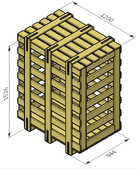 3D модель ящика с размерами по ГОСТ 2991-85 для вертикальных предметов