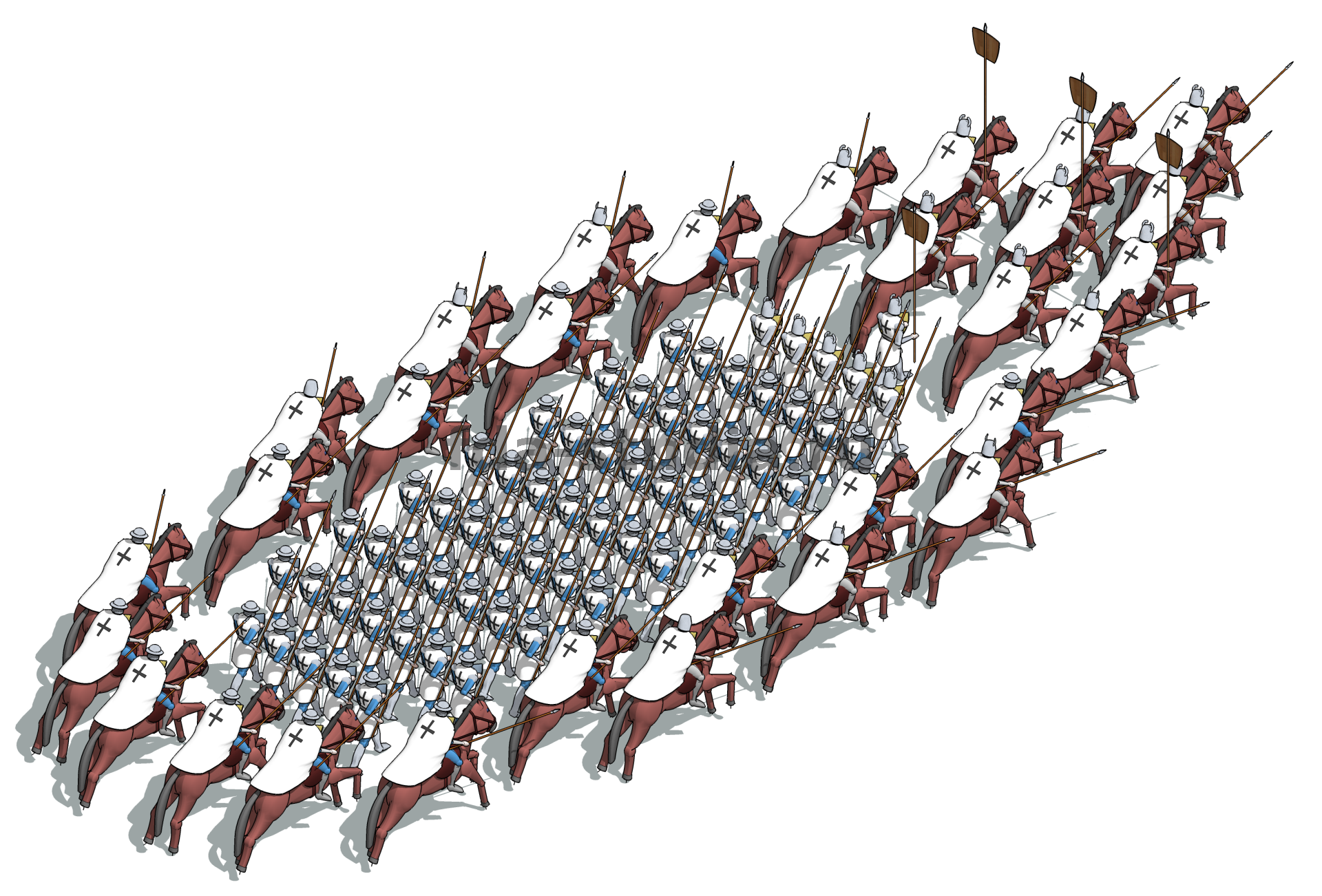 Ледовое побоище построение рыцарей клином (свиньёй) 3D модель боевого построения рыцарей в Ледовом побоище