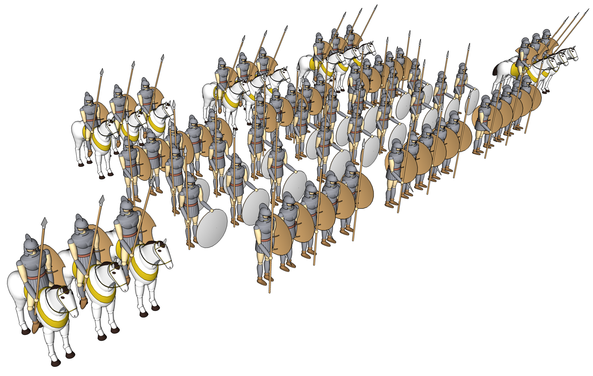 Пехота и всадники древних греков 3D иллюстрация