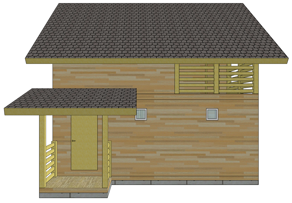 Вид в 3D каркасного дома из древесины с размерами