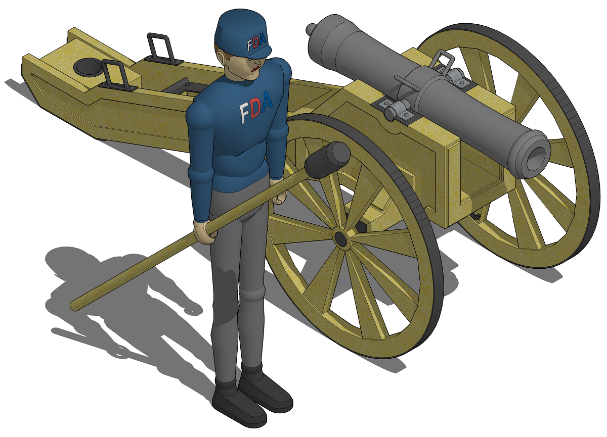 3D модель и визуализация пушки 19-го века