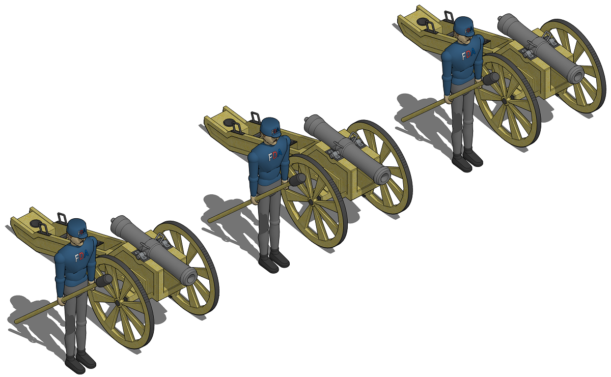 3D модель батареи с пушками 19-го века