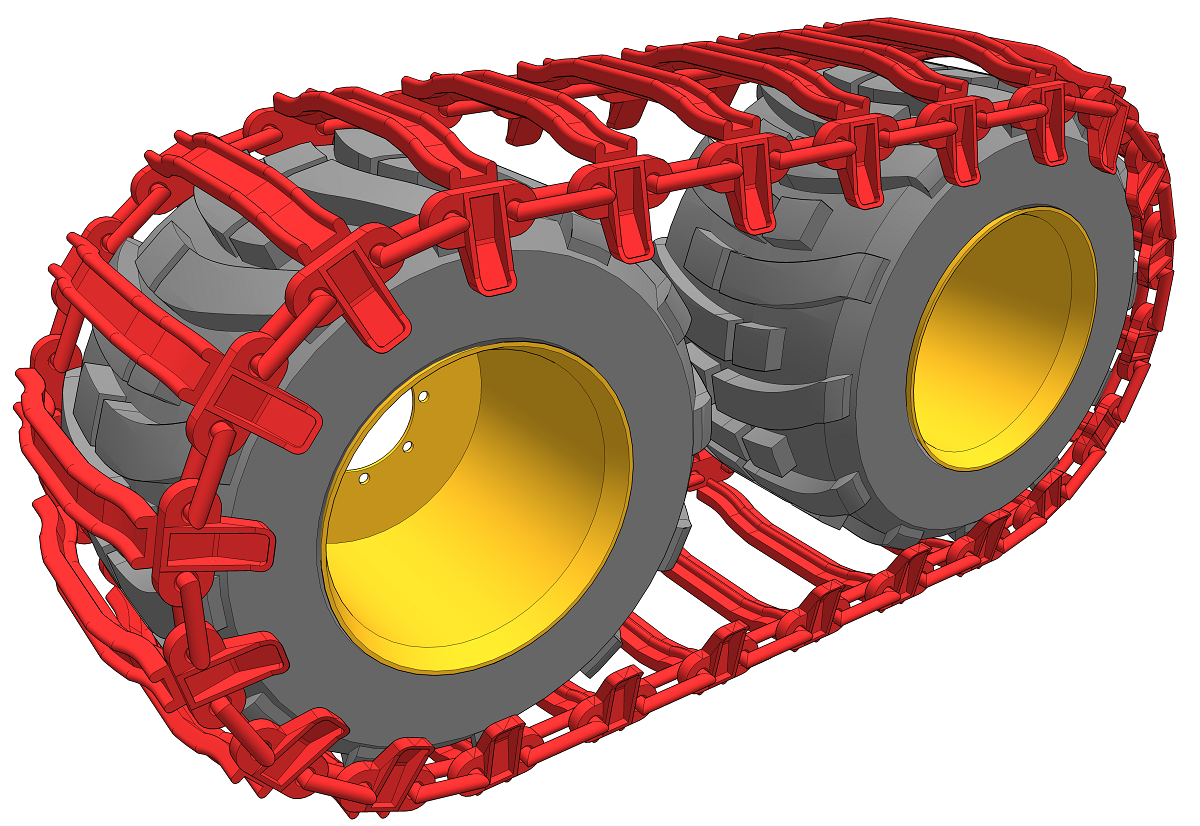 3D модель металлических гусениц для колесного форвардера