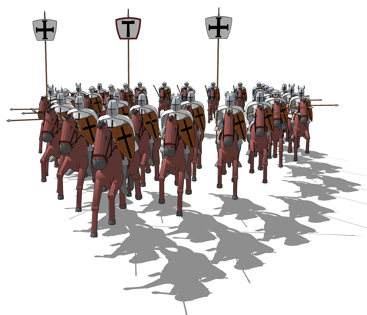Крестоносцы, средневековые рыцари Исторические сражения и битвы 3d визуализация