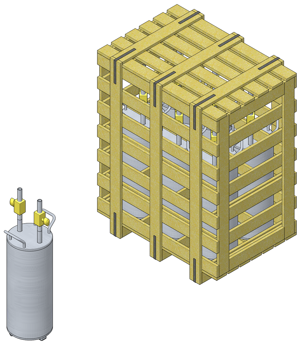 3D модель ящика ГОСТ 2991-85 для вертикальных цилиндрических предметов (изделий)