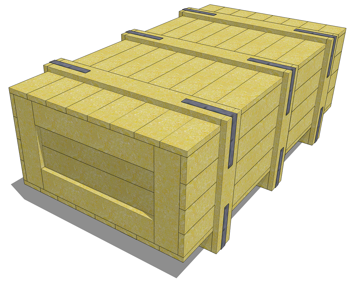 3D модель ящика из дерева по ГОСТ 2991-85 с 3-мя поясами