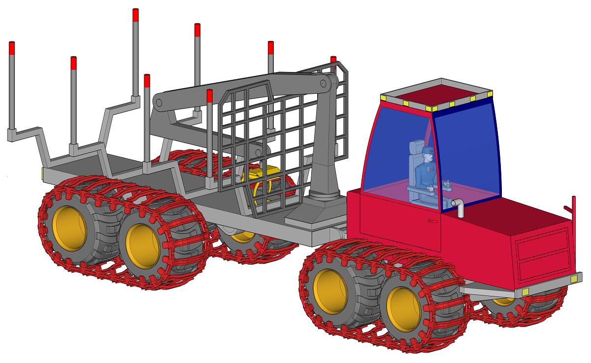 3D визуализация форвардера с колесными гусеницами, 3D модель в SketchUp