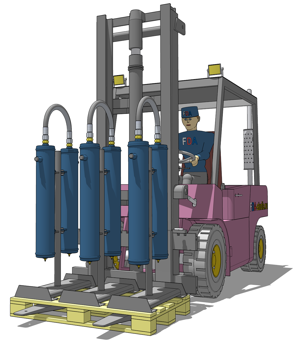3D модель погрузки вилочным погрузчиком воздушных магистральных фильтров ФМ