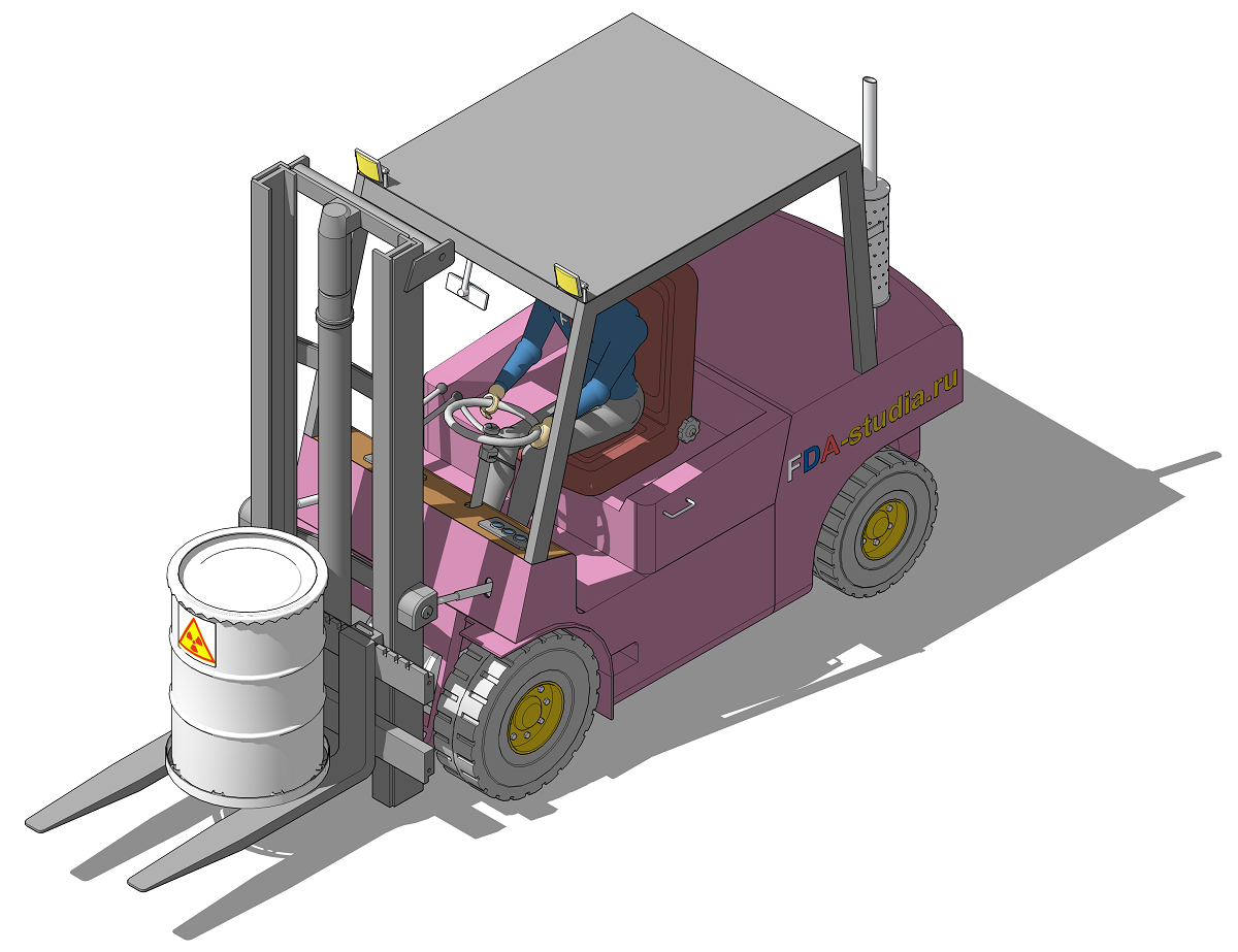 Визуализация картинка вилочного погрузчика с бочкой для ТРО