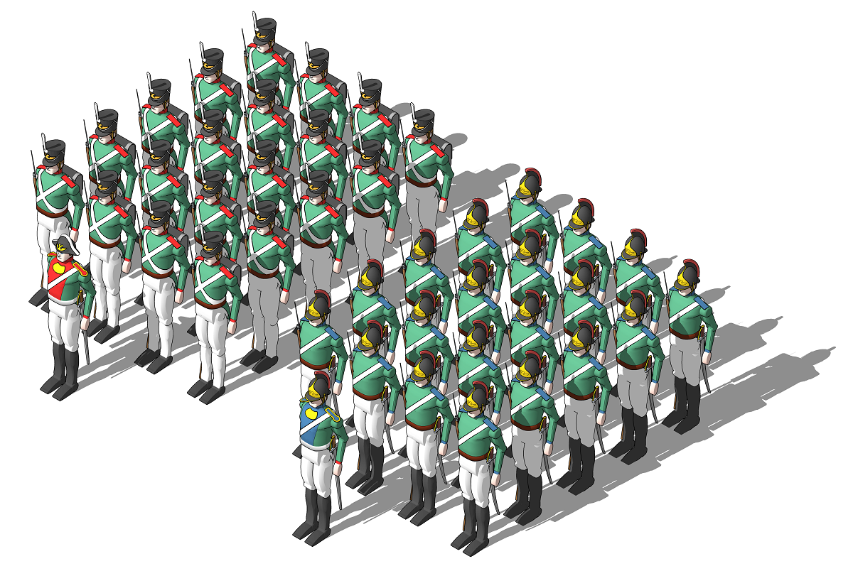Иллюстрация с 3D русской пехоты Бородинского сражения