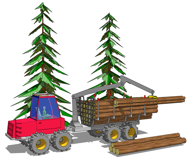 Форвардер загрузка древесины для вывоза с делянки