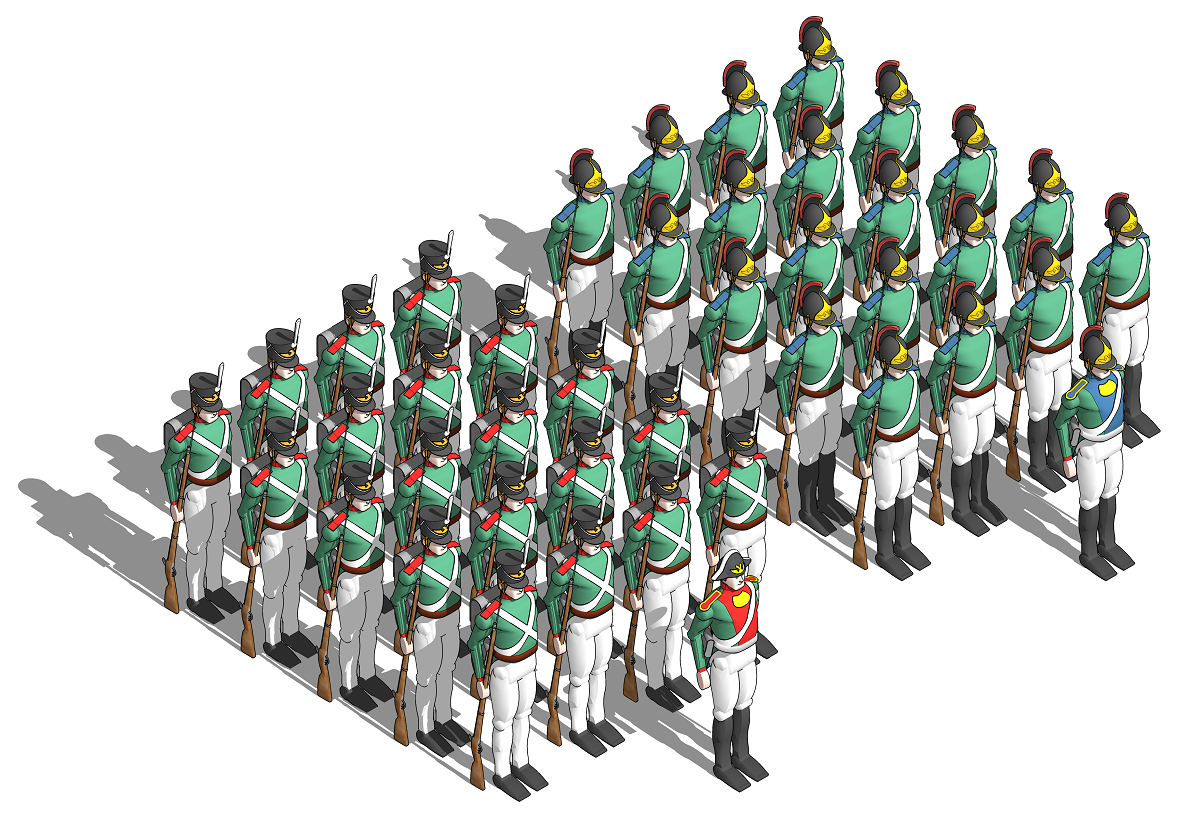 3D иллюстрация пехоты 1812 года Бородинское сражение